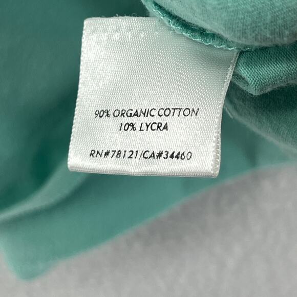 EILEEN FISHER Top L Stretch Organic Cotton Scoop Neck 3/4 Sleeve Green USA - Picture 10 of 13